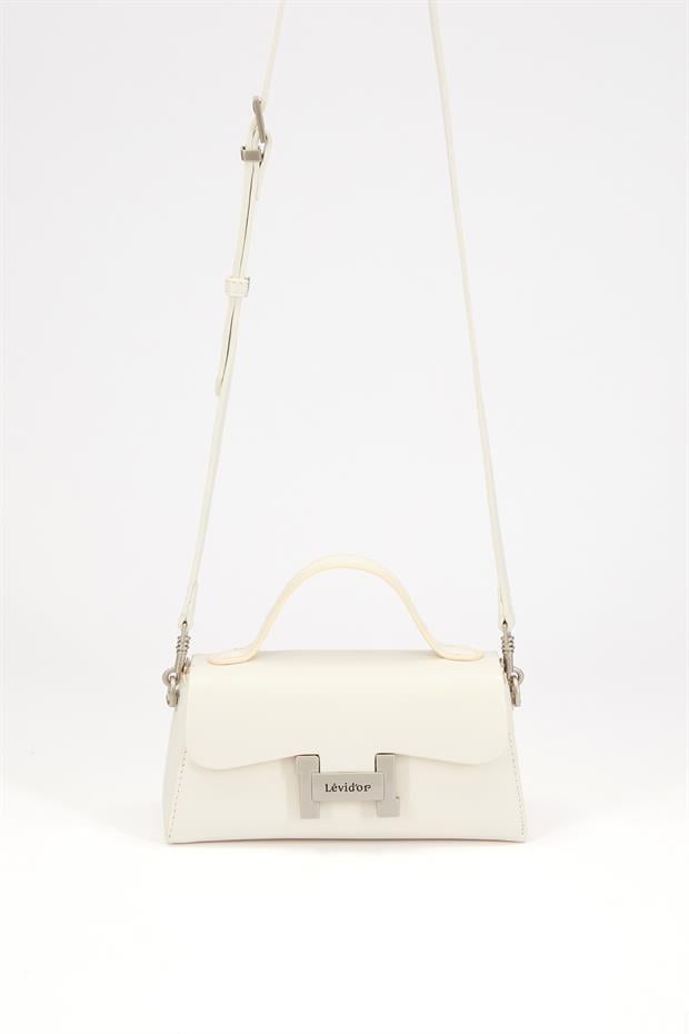 Beyaz Gizli Cep Detaylı Omuz Çantası