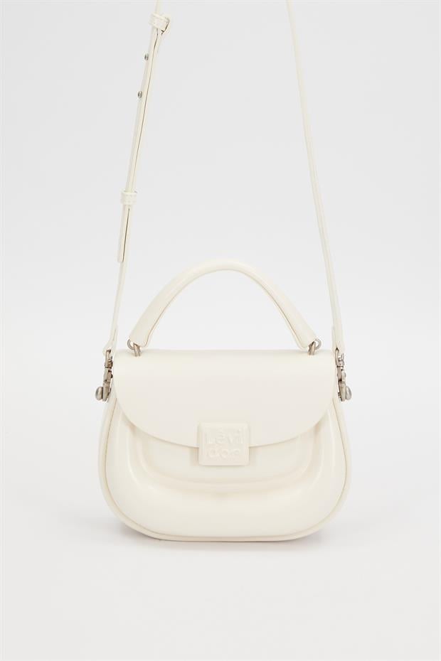 Beyaz Kalp Akseuarlı El Çantası