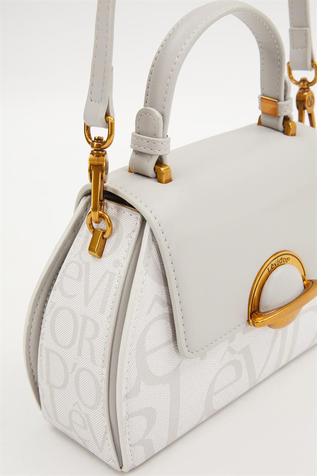 Beyaz Halka Detay El Çantası