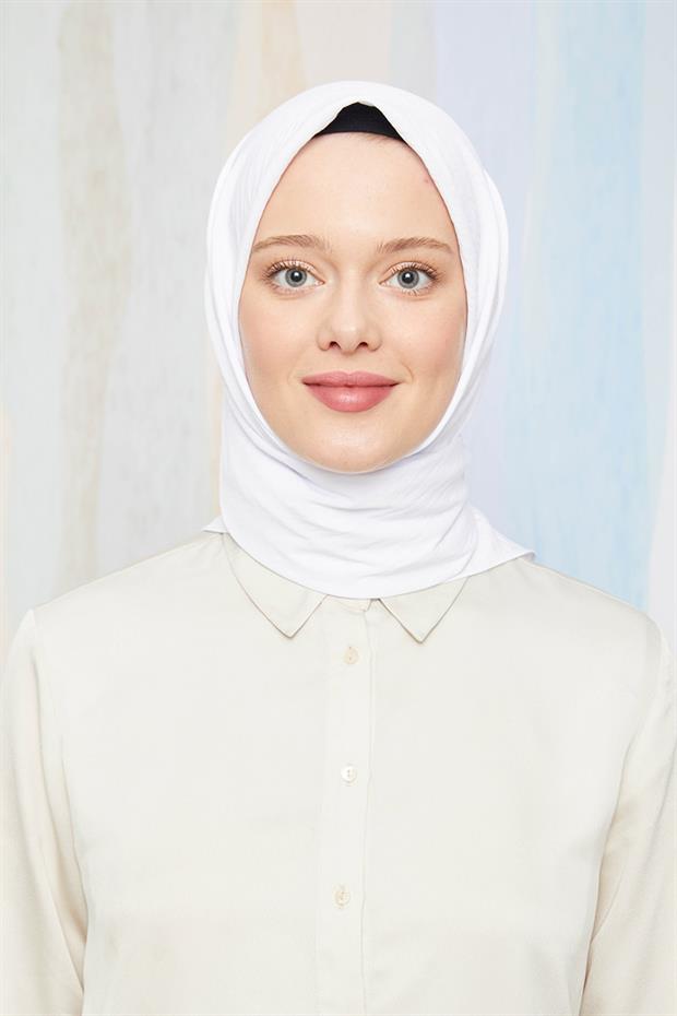 Beyaz Pamuk Cazz Kare Eşarp