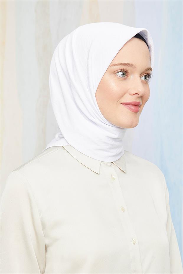 Beyaz Pamuk Cazz Kare Eşarp