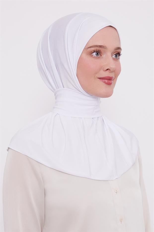 Beyaz Pratik Spor Çıtçıt Şal Bone