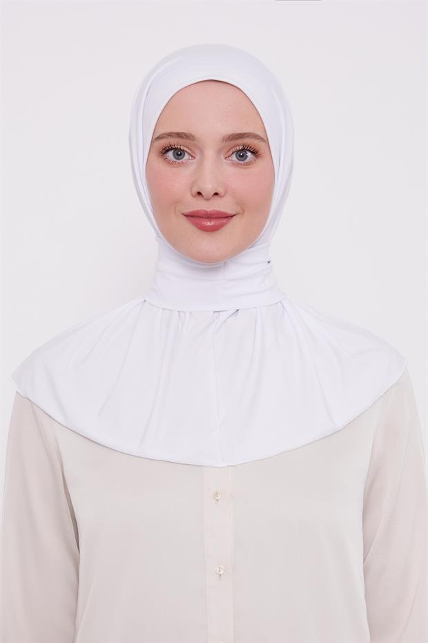 Beyaz Pratik Spor Çıtçıt Şal Bone