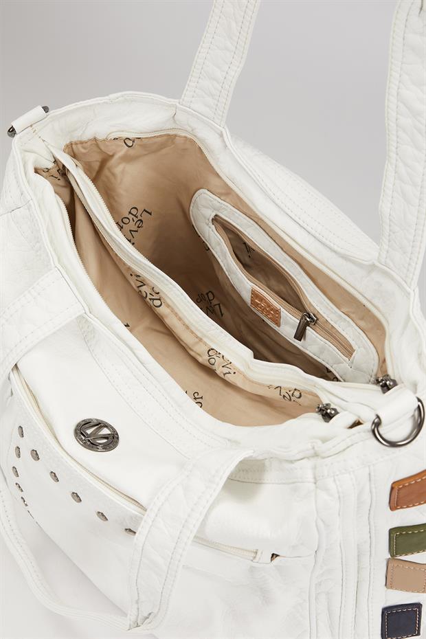 Beyaz Renk Detaylı Omuz Çantası