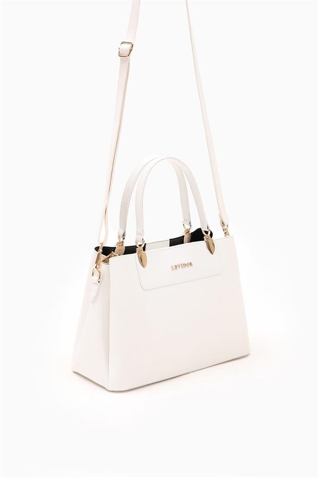 Beyaz Üç Bölmeli El Çantası