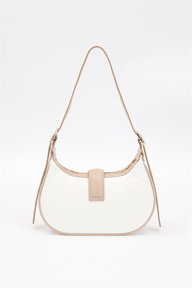 Beyaz - Vizon Kemer Askılı Omuz Çantası