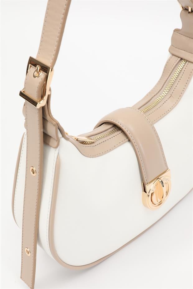 Beyaz - Vizon Kemer Askılı Omuz Çantası