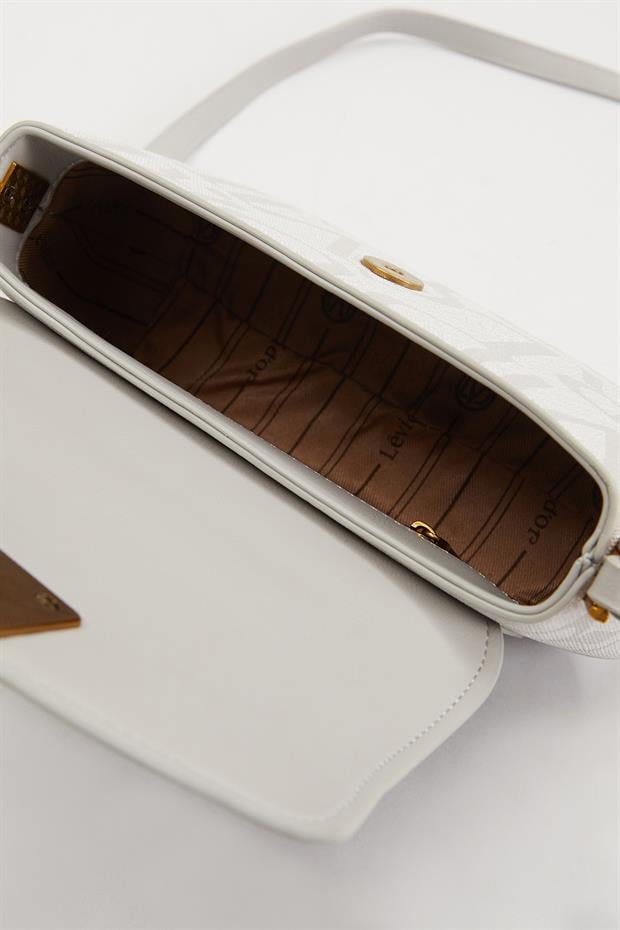 Beyaz Yazı Baskılı El Çantası