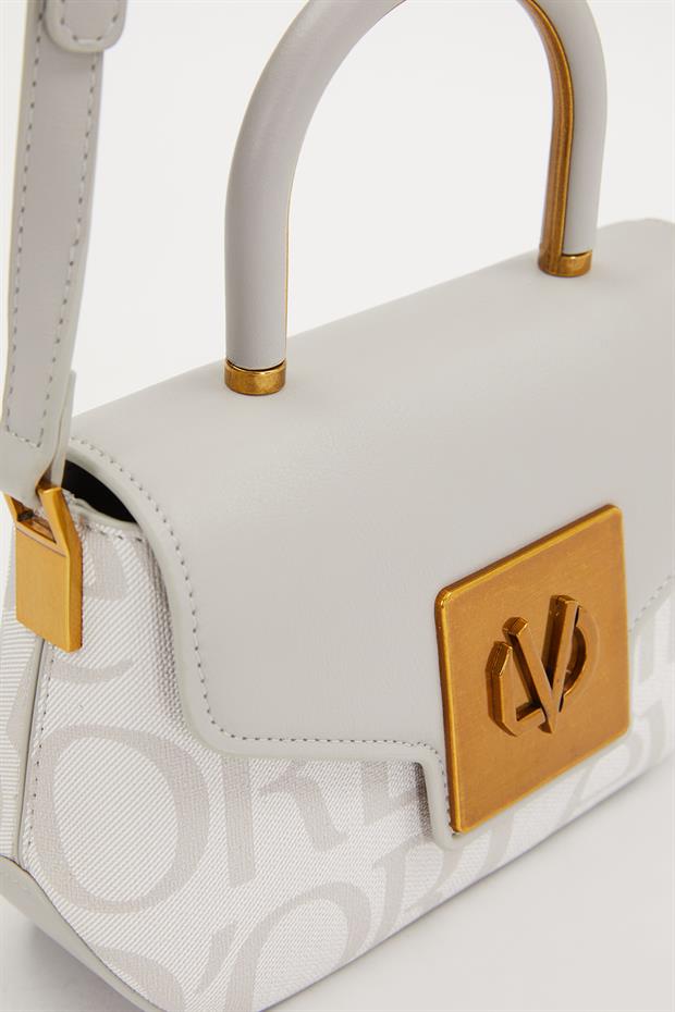 Beyaz Yazı Baskılı El Çantası