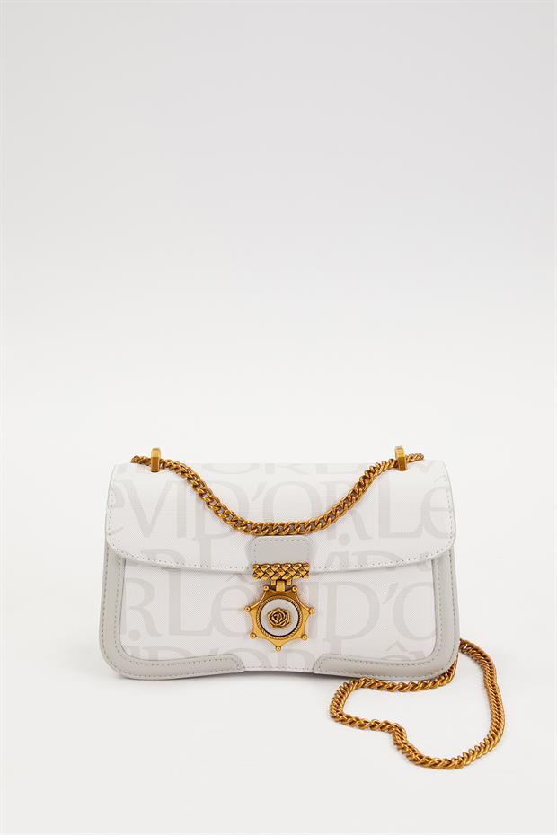 Beyaz Zincir Askılı Omuz Çantası
