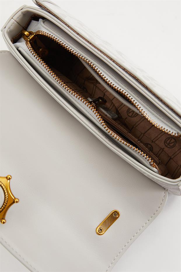 Beyaz Zincir Askılı Omuz Çantası