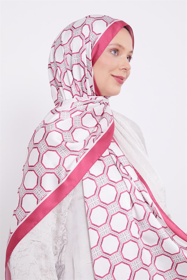 Bordo Altıgen Desen Angel Şal