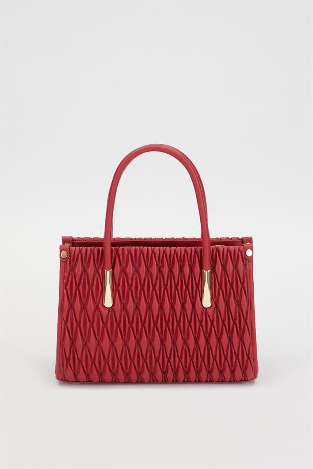 Bordo Baklava Desen El Çantası