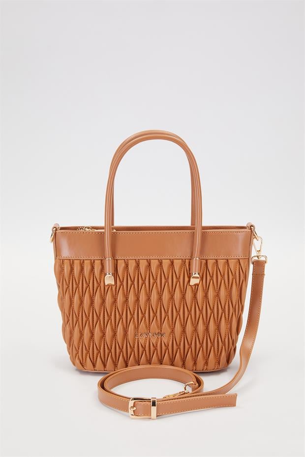 Camel Kabartma Baklava Desen El Çantası