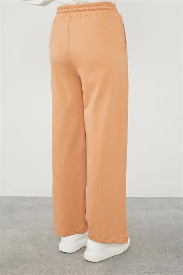 Camel Beli Lastikli Kuşgözü Detaylı Pantolon