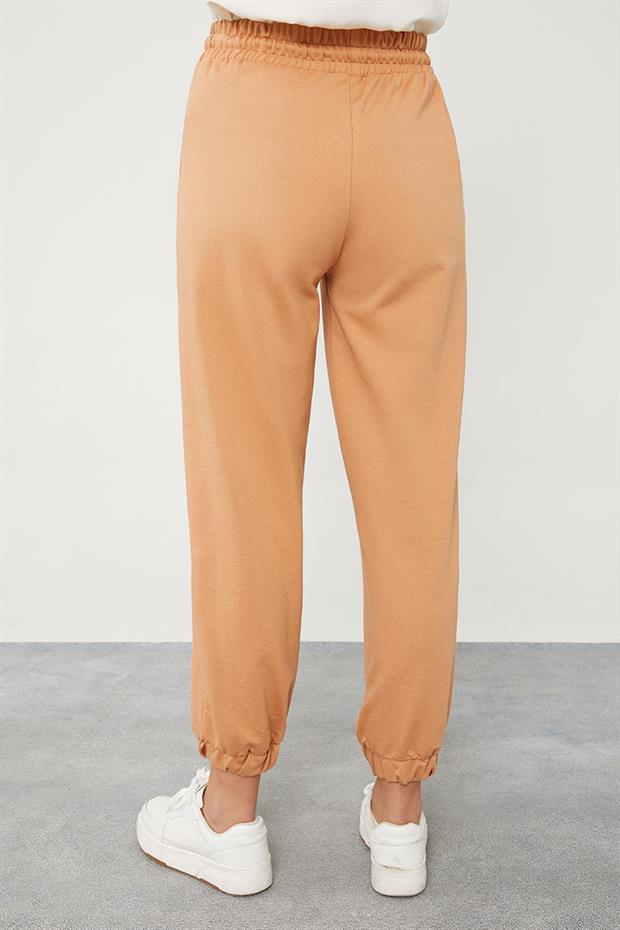 Camel Beli Lastikli Jogger Pantolon