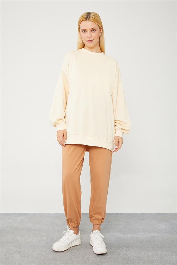 Camel Beli Lastikli Jogger Pantolon