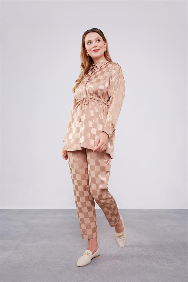 Camel Dama Desen Jakalı İkili Takım