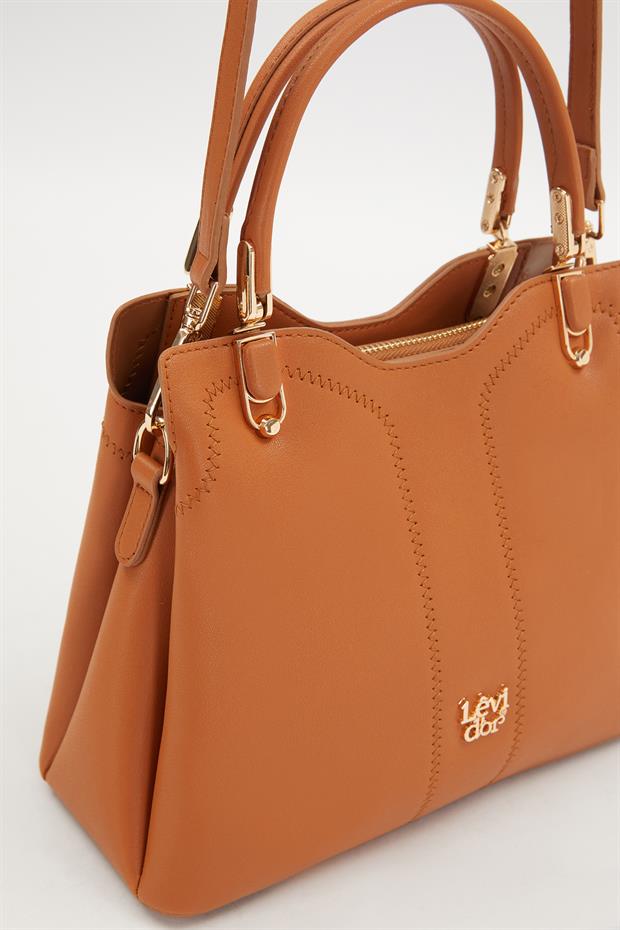 Camel Dikiş Detaylı El Çantası