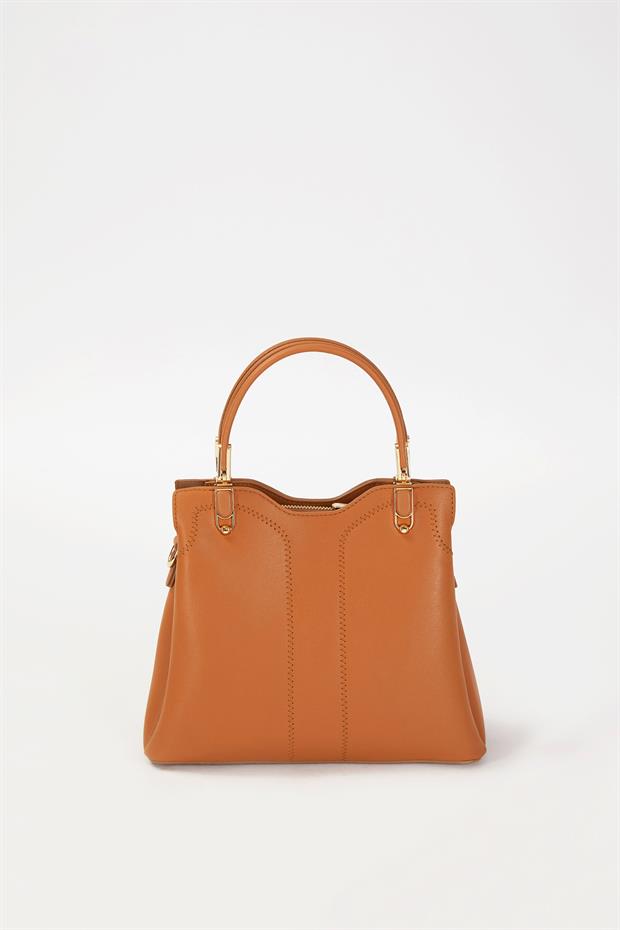 Camel Dikiş Detaylı El Çantası