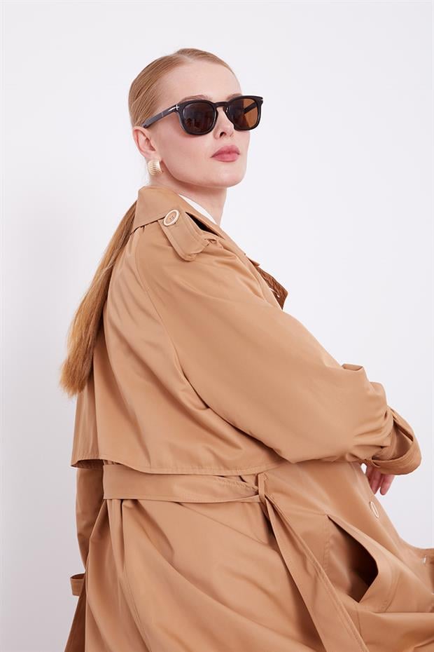 Camel Ekose Astarlı Trençkot