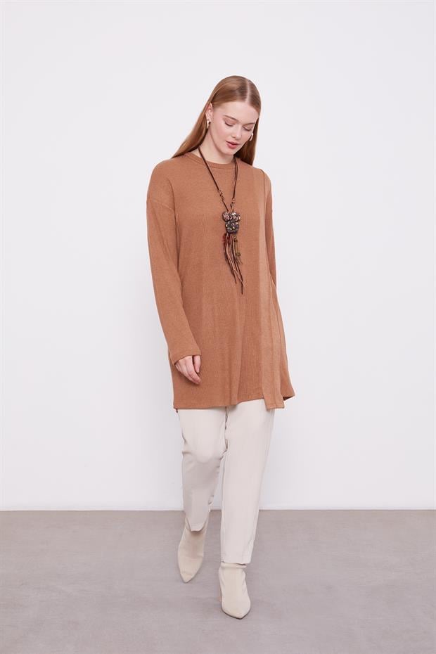 Camel Etnik Kolyeli Fitili Kaşmir Tunik