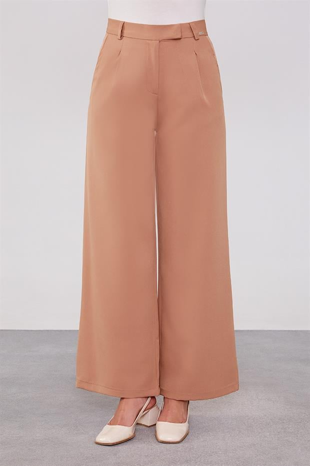 Camel Gizli Düğmeli Kumaş Pantolon