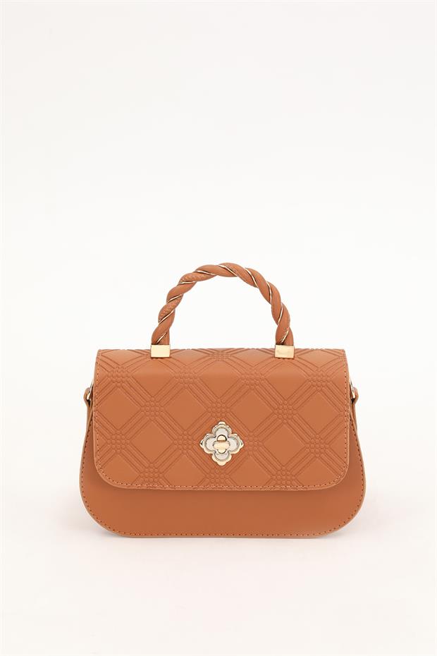 Camel Kabartma Desenli El Çantası