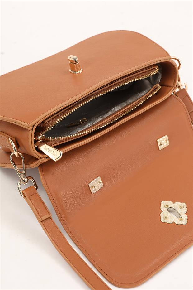 Camel Kabartma Desenli El Çantası