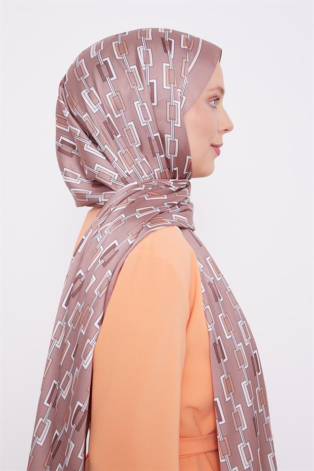 Çikolata - Kahve Kare Zincir Desen Angel Şal