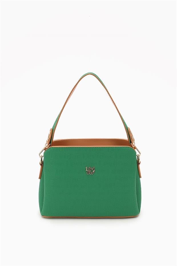 Çimen Yeşili Basıkılı El Çantası