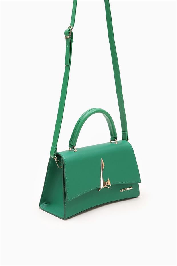 Çimen Yeşili Petek Baskılıı El Çantası