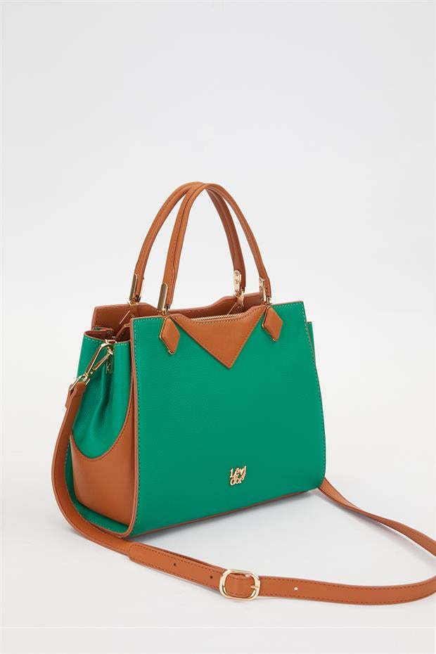 Çimen Yeşili - Camel Cift Gizli Gozlu El Çantası