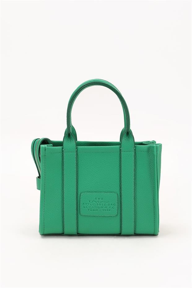 Çimen Yeşili Çılarılabilir Askı Yazı Baskılı El Çantası