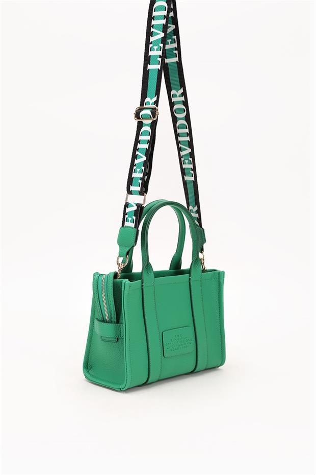 Çimen Yeşili Çılarılabilir Askı Yazı Baskılı El Çantası