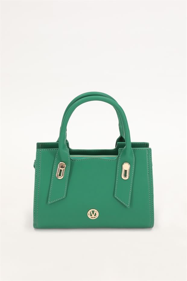 Çimen Yeşili Yuvarlak Arma Detay El Çantası