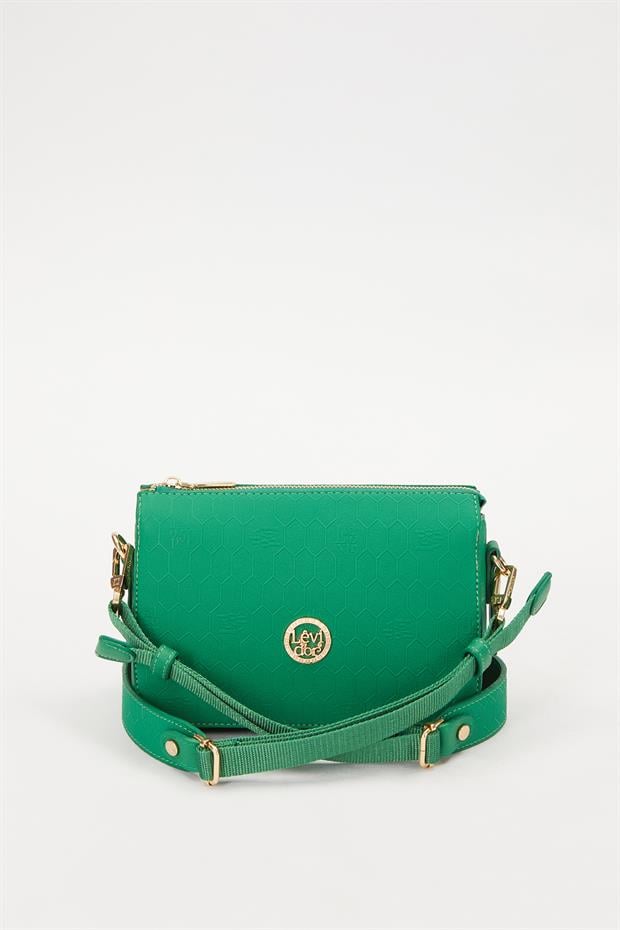 Çimen Yeşili Petek Kabartmalı Omuz Çantası