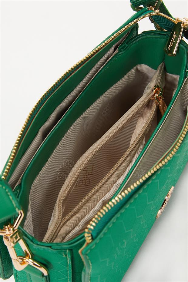 Çimen Yeşili Petek Kabartmalı Omuz Çantası