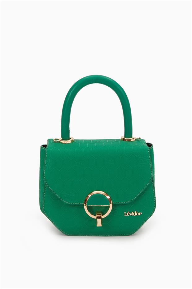 Çimen Yeşili Kabartma Petek Desen El Çantası