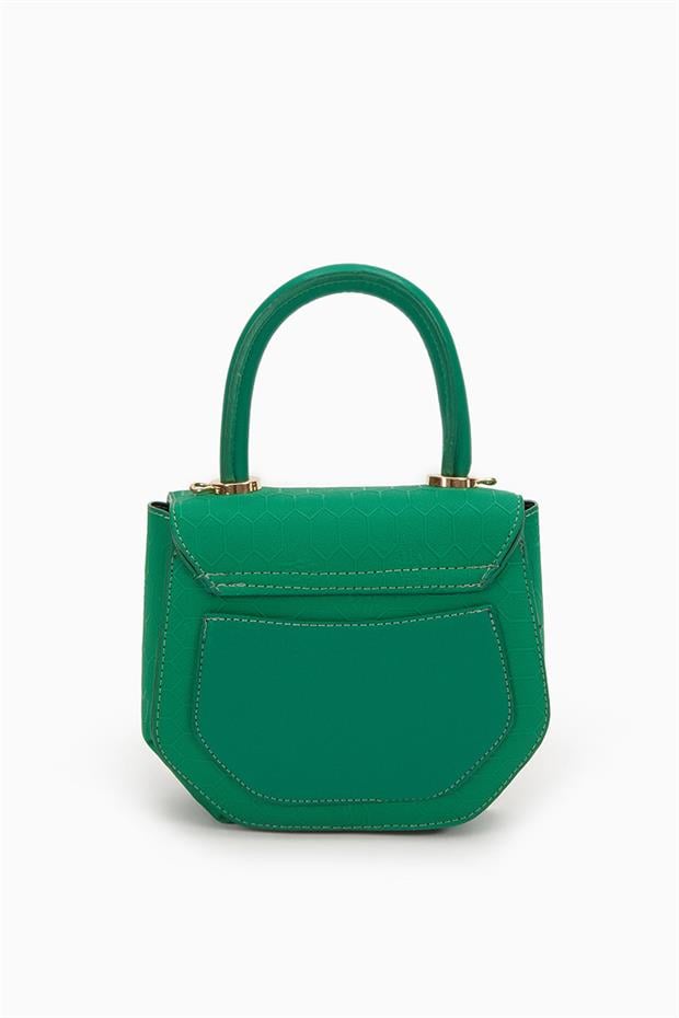 Çimen Yeşili Kabartma Petek Desen El Çantası