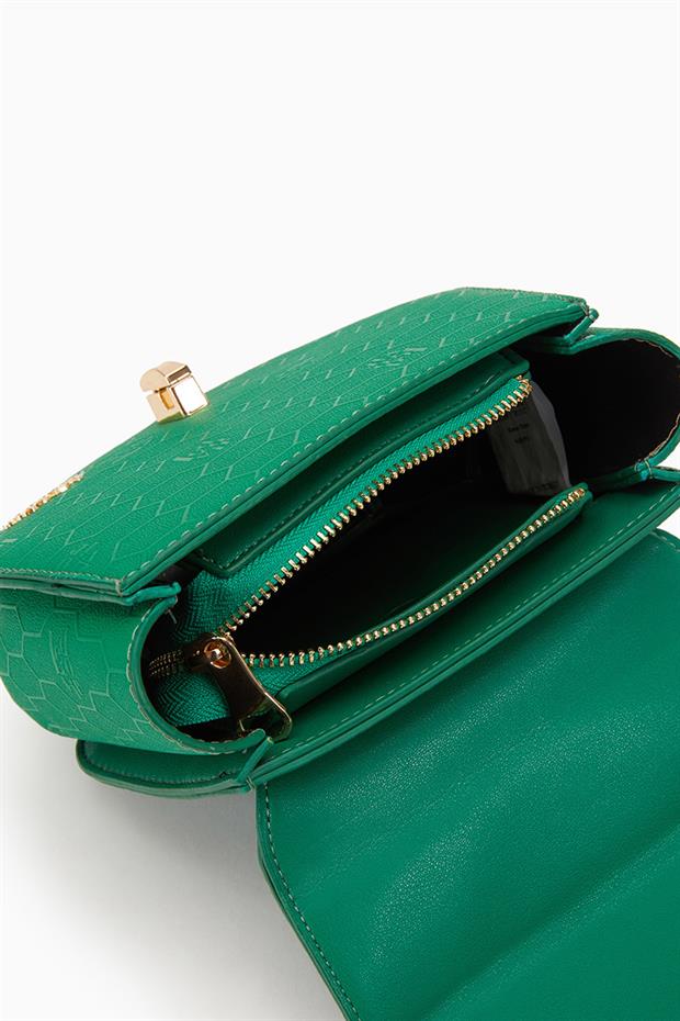 Çimen Yeşili Kabartma Petek Desen El Çantası