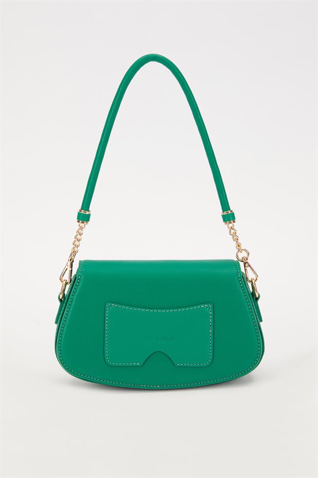Çimen Yeşili Kalp Aksesuarlı Omuz Çantası