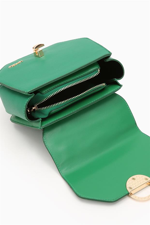 Çimen Yeşili Köşegen Tasarım El Çantası