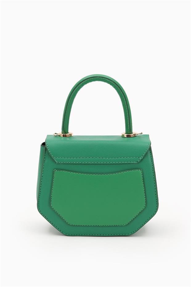 Çimen Yeşili Köşegen Tasarım El Çantası