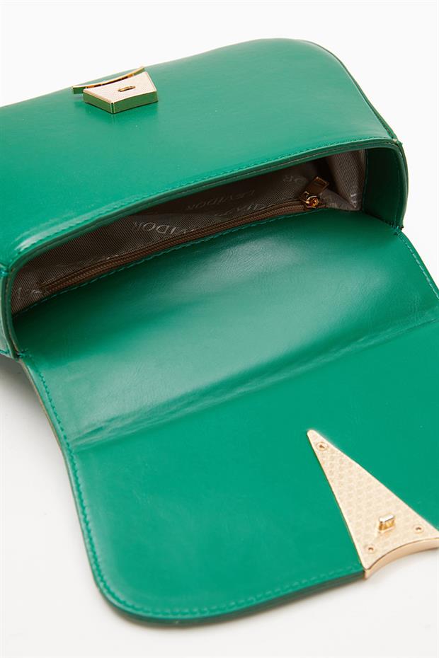 Çimen Yeşili Asimetrik Tasarım El Çantası