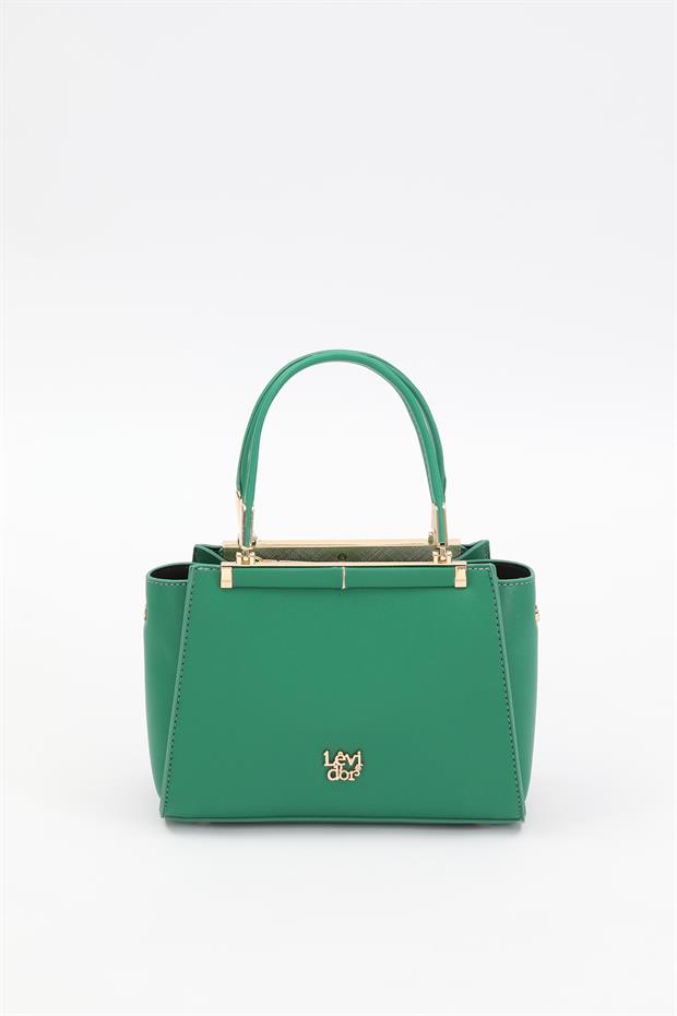 Çimen Yeşili Metal Şerit Detaylı El Çantası