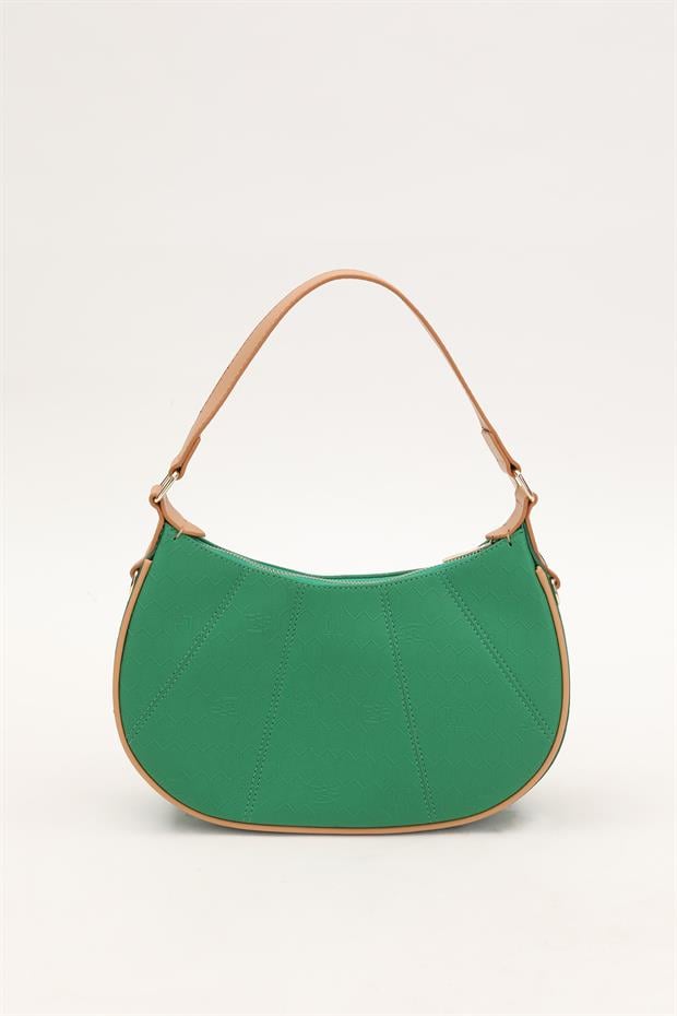 Çimen Yeşili Petek Baskılı El Çantası