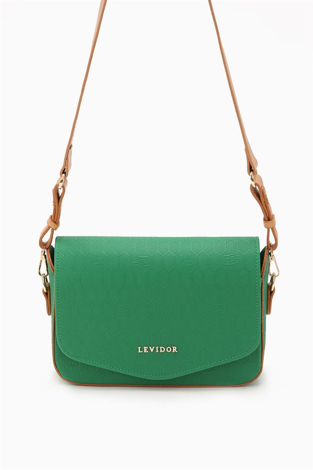 Çimen Yeşili Petek Baskılı Ayarlanabilir Askılı Omuz Çantası