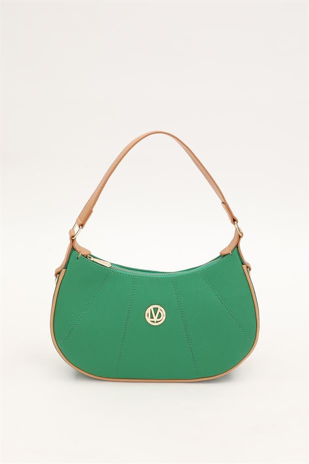 Çimen Yeşili Petek Baskılı El Çantası