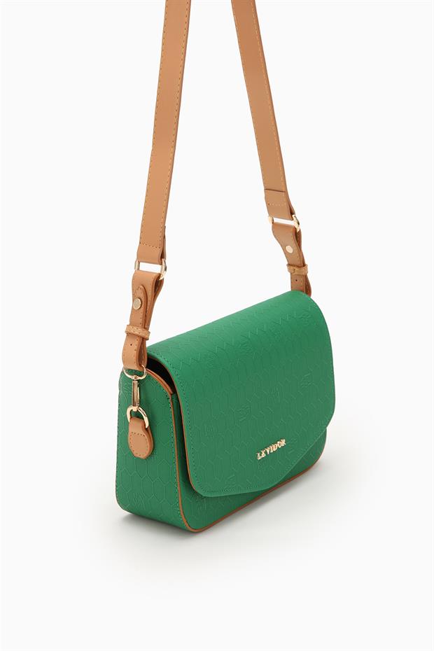 Çimen Yeşili Petek Baskılı Ayarlanabilir Askılı Omuz Çantası